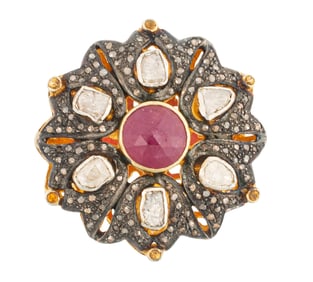 Gold Vermeil, Ruby and Diamond Ring