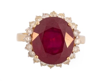 14 kt. Yellow Gold, Ruby and Diamond Ring