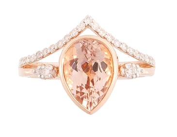 14 kt. Rose Gold, Morganite and Diamond Ring