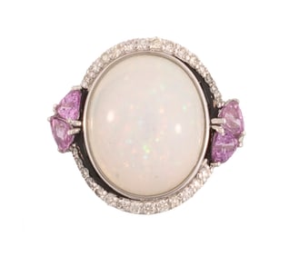 Platinum, Opal, Sapphire and Diamond Ring