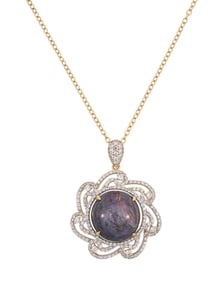 Gold Vermeil, Cabochon Sapphire, Sapphire Pendant
