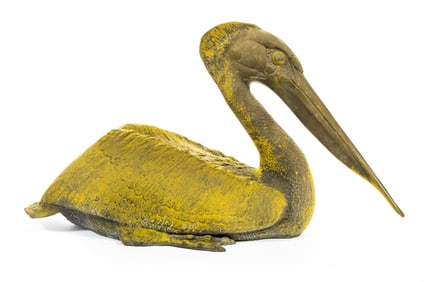 Bronze Garden Figure of a Resting Pelican