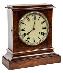Edwardian Burl Walnut Shelf Clock