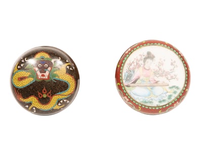 Chinese Cloisonne Enamel Circular Covered Boxes