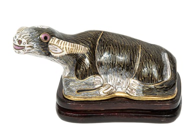 Chinese Cloisonne Enamel Figure Water Buffalo