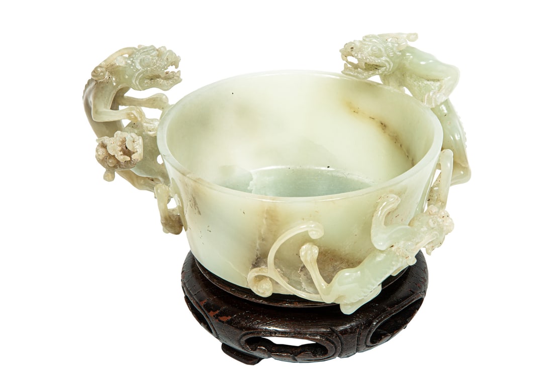 Chinese Celadon Jade Dragon Bowl (1 of 9)