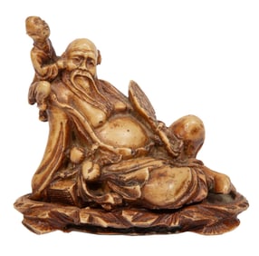Chinese Stained Figural Group of an Immortal