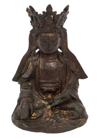 Chinese or Tibetan Parcel Gilt Bronze Figure