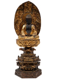 Japanese Carved, Lacquered and Gilded Wood Figure