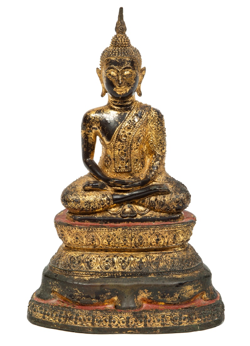 Thai Parcel Paint and Gilt Bronze Figure Buddha (1 of 4)