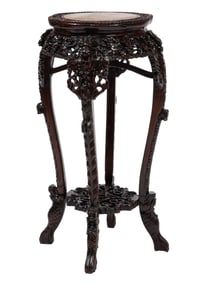 Chinese Carved Hardwood Plant Stand