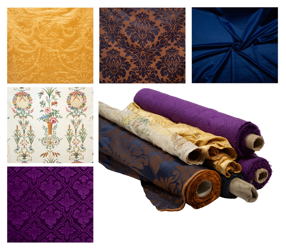 Six Bolts of Fine Velvet and Silk Fabric (1 of 14)