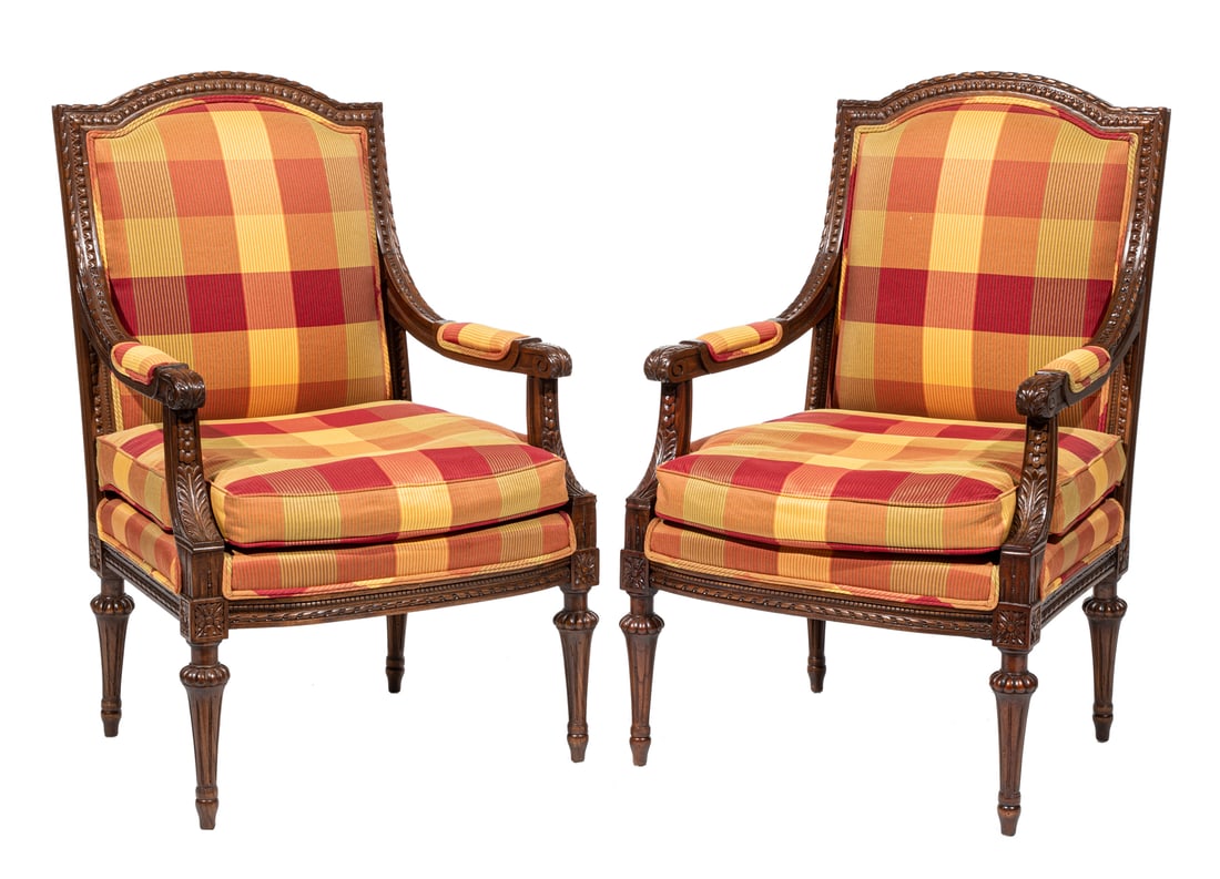 Pair of Louis XV-Style Carved Walnut Fauteuils (1 of 4)