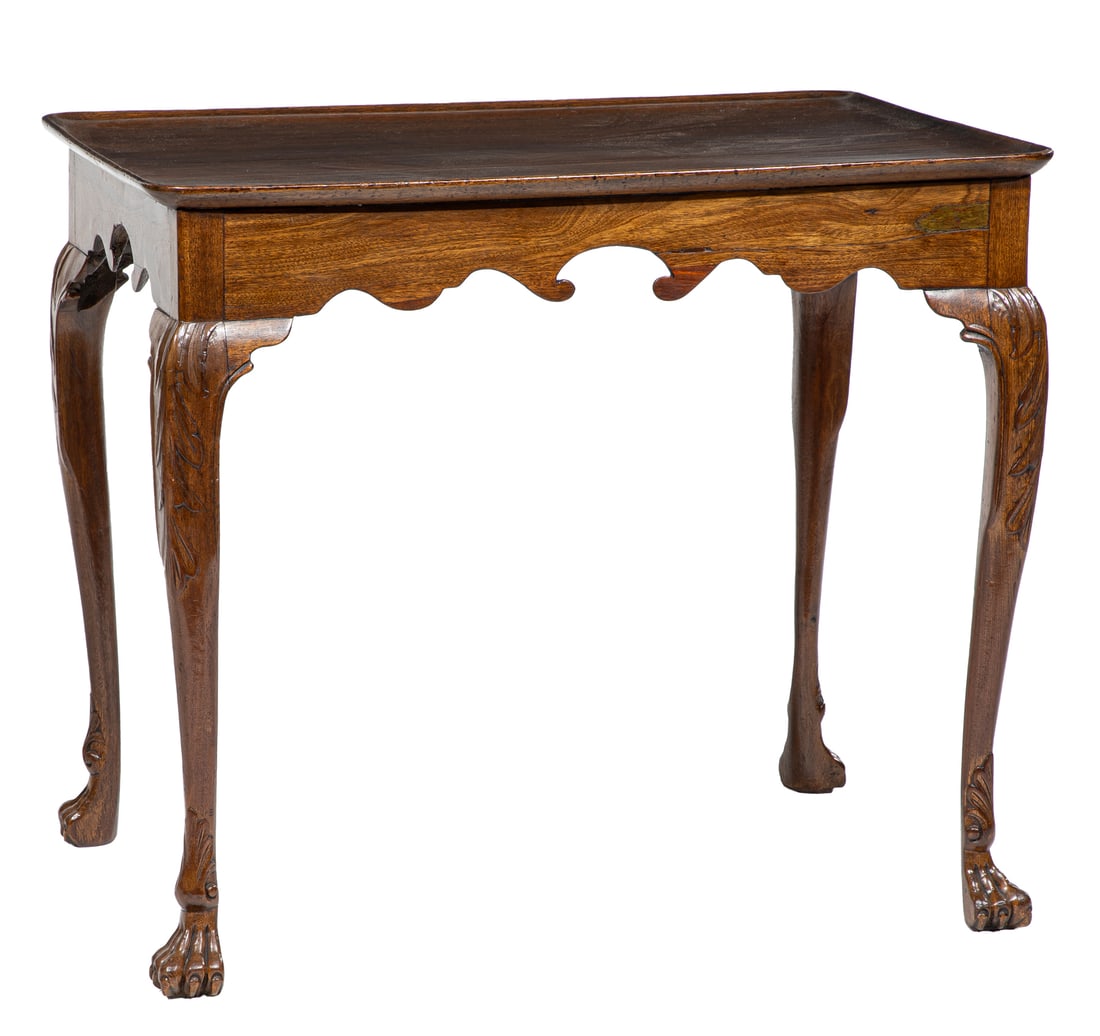 Antique George III-Style Carved Walnut Tea Table, early 19th c. (1 of 13)
