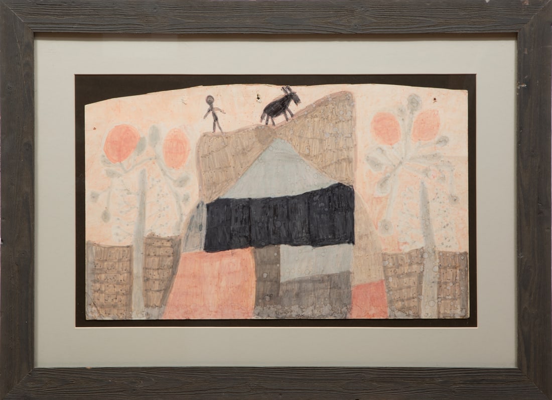 Willie White "Man and Goat", marker on paper (1 of 2)