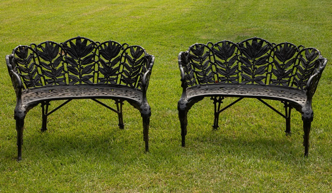 Pair of American "Laurel" Pattern Cast-Iron Benches, after the Coalbrookdale (1 of 3)