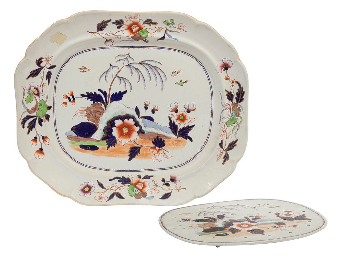 English Ironstone Platter and Mazarine, c. 1830, John Ridgeway (1 of 3)