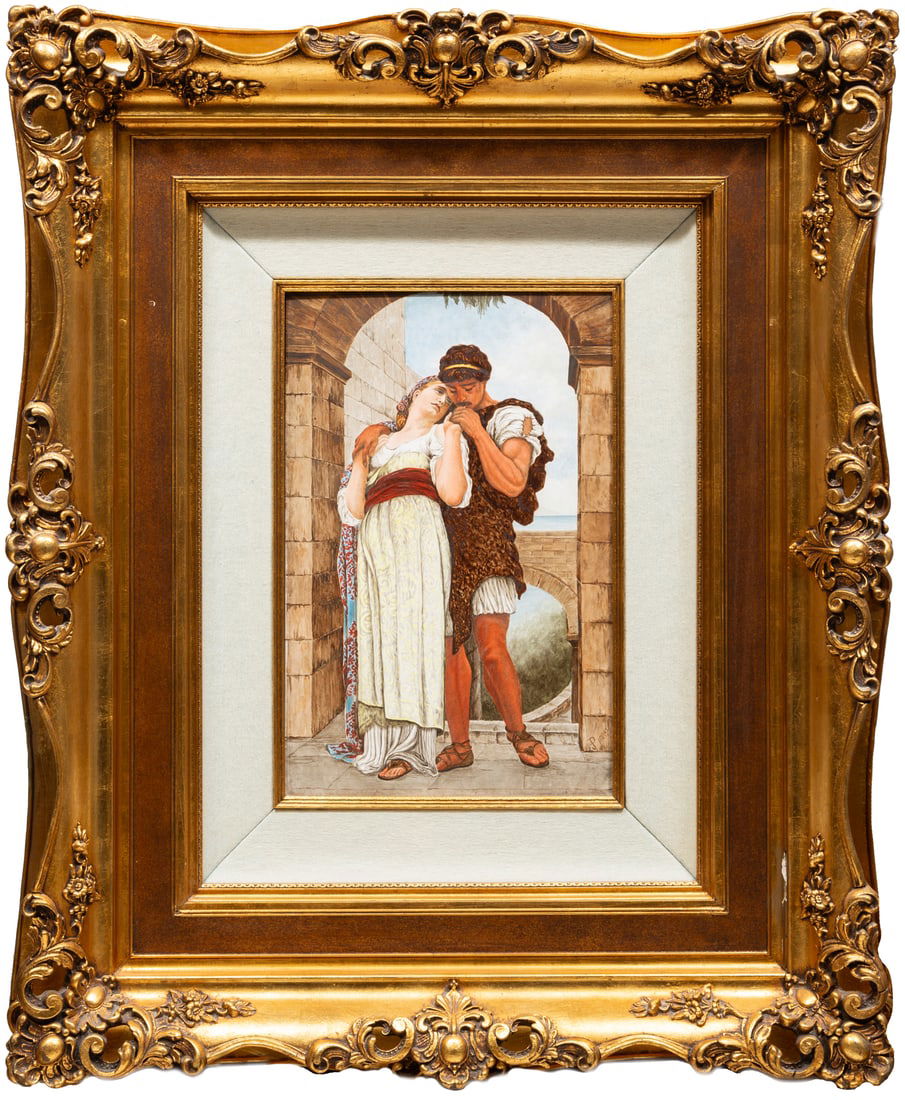 After Sir Frederic Leighton Porcelain Plaque, "Wedded", 1889, monogramed "JP" (1 of 3)
