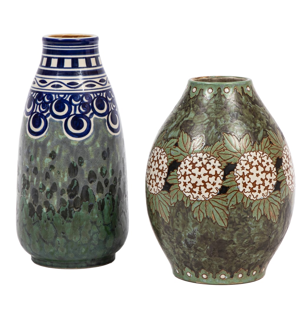 Two Boch Freres Gres Keramis Glazed Stoneware Vases, Belgium, attr. to Charles Catteau (1 of 3)