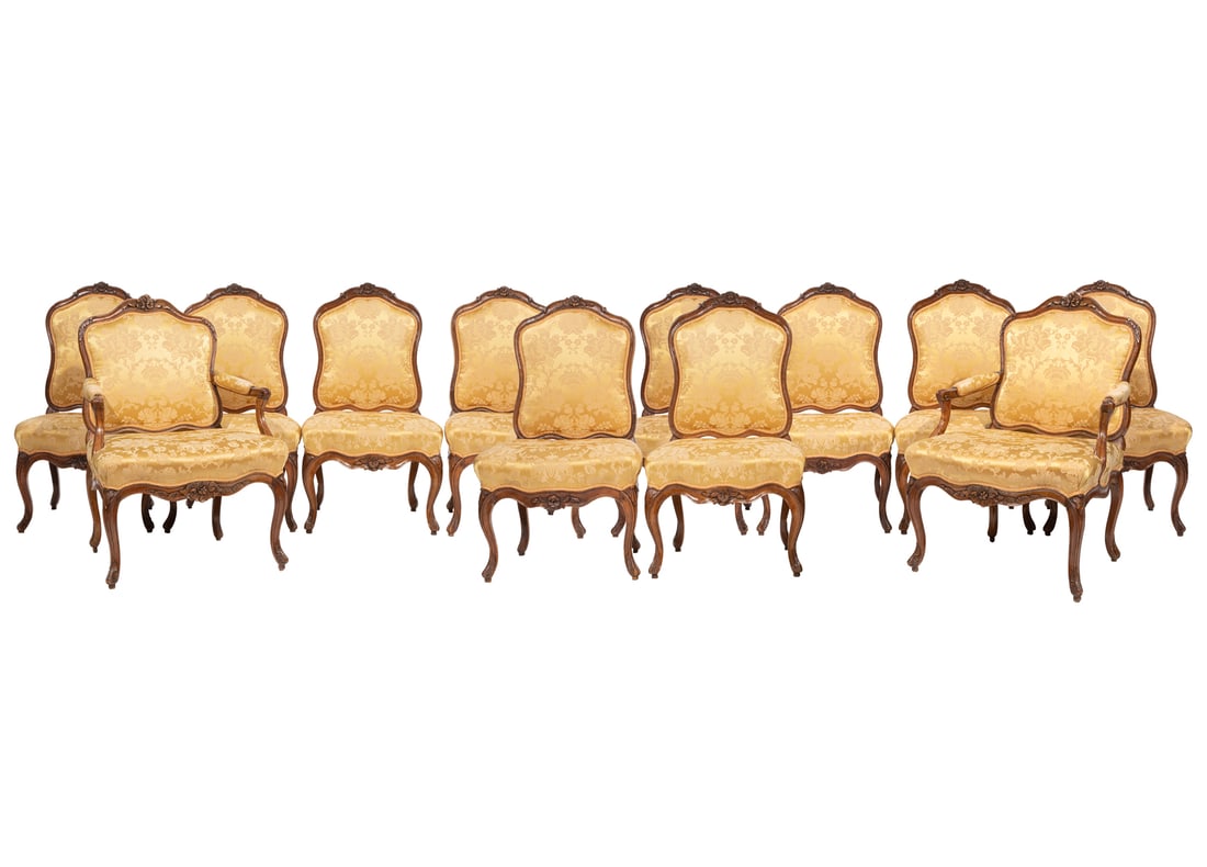 Twelve 18th c. Carved Walnut Dining Chairs (1 of 7)
