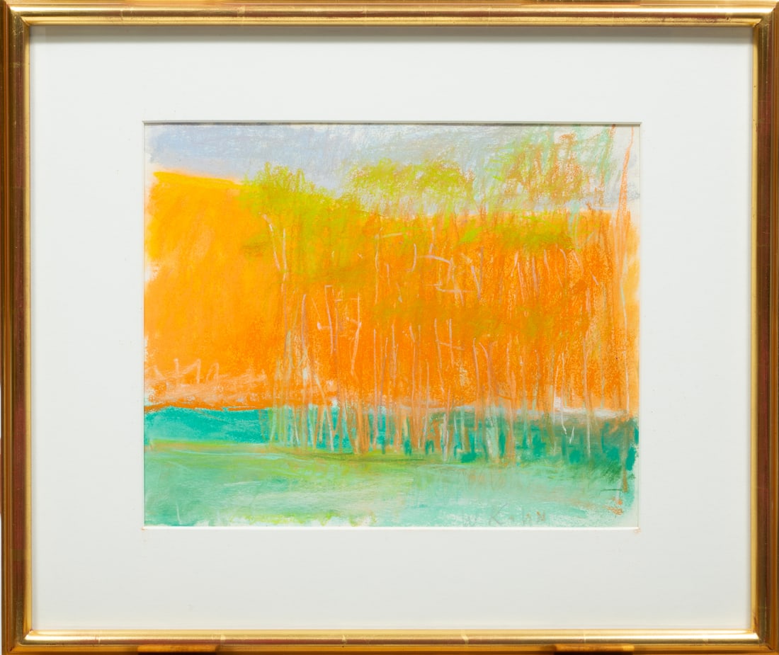 Wolf Kahn "Upright!", 1997, pastel: Wolf Kahn (German/American, 1927-2020), "Upright!", 1997, pastel on paper, signed lower right, "Lisa Kurts Gallery, Memphis, TN" label with artist, title and date and handwritten label on backing boar