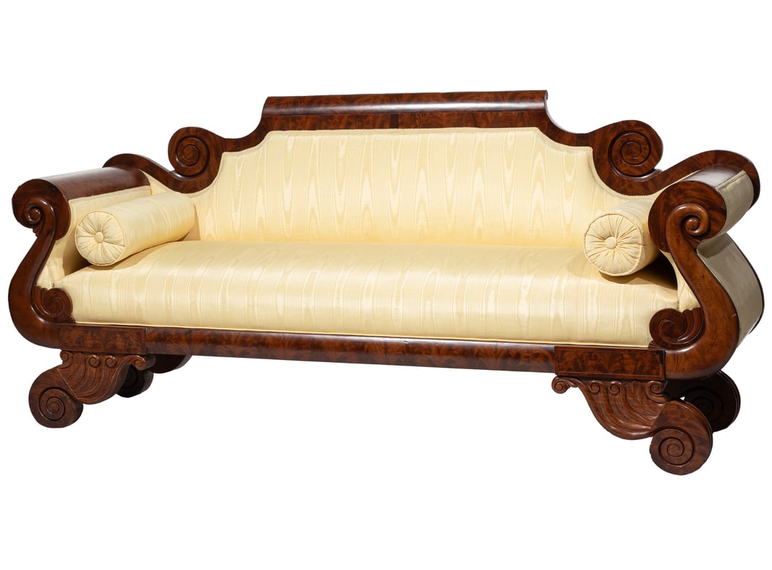 Southern Classical Carved Mahogany Sofa, mid-19th c., possibly Thomas Day, Caswell County, North (1 of 4)