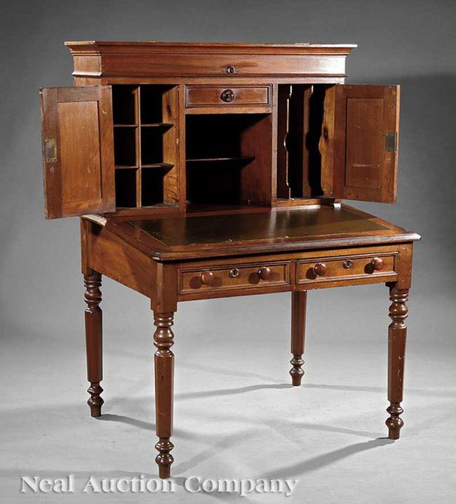 0105 American Carved Walnut Plantation Desk Lot 105