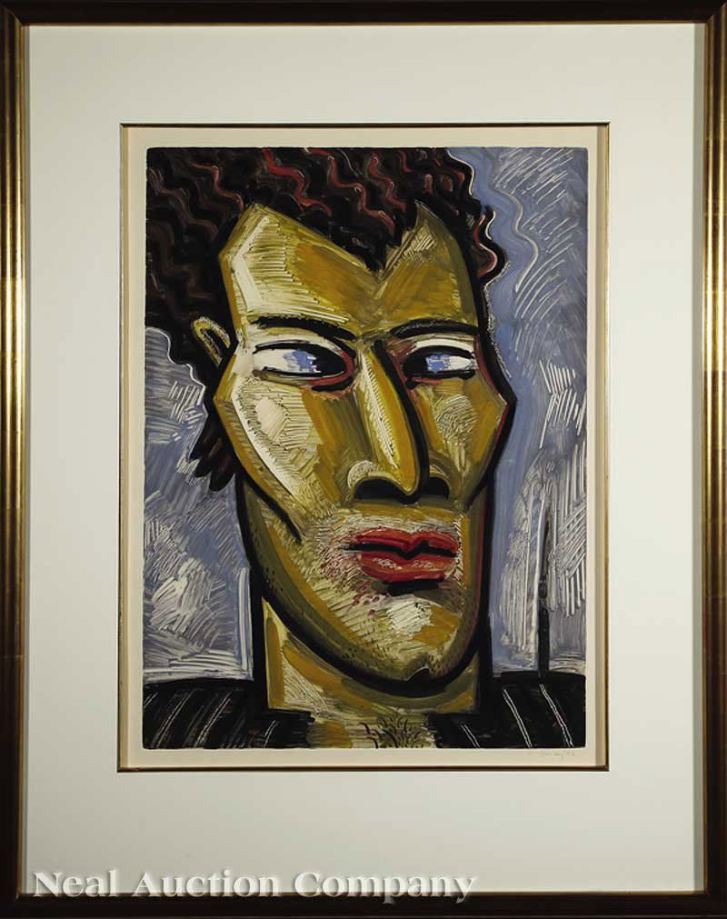 Robert Gordy (American/Louisiana 1933-1986): Robert Gordy (American/Louisiana 1933-1986), "Study for Moroccan Series", 1983, monotype, pencil-signed and dated lower right, image 23 1/2 x 17 1/2 in., attractively framed