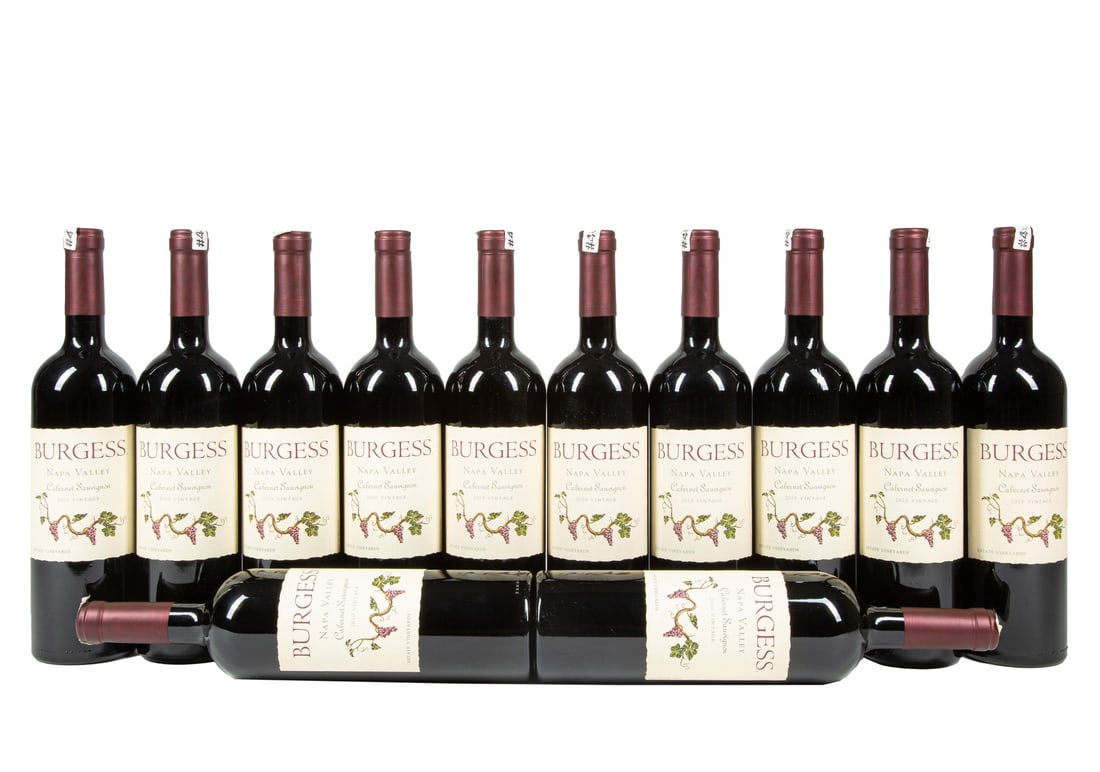 Burgess Cellars Cabernet Sauvignon 2010 , 12 bottles: , 12 bottles, 750ml.Please note that all sales of spirits and liquor are sold for in-person collection in Louisiana. Neal Auction does NOT have a recommended shipper for spirits and liquor, ONLY wine 