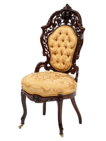 American Rococo Carved and Laminated Rosewood Side Chair h. 42 ½ in., d. 25 in.