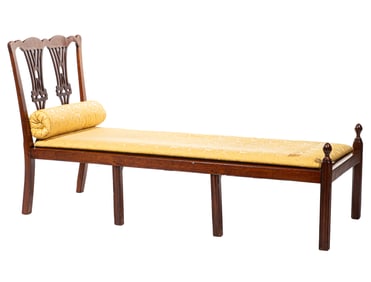 Chippendale-Style Carved Mahogany Day Bed h. 41 1/2 in., w. 31 in., d. 74 in.