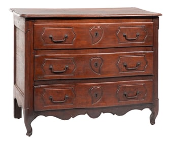French Provincial Carved Walnut Commode h. 39 1/2 in., w. 50 in., d. 25 in.