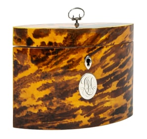 Georgian Tortoiseshell Tea Caddy h. 4 3/4 in., w. 6 1/2 in., d. 2 3/4 in.