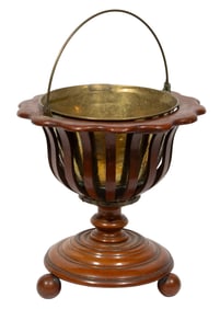 William IV Mahogany Peat Bucket h. 15 in., dia. 14 in.