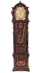 English Parquetry Inlaid Mahogany Tallcase Clock