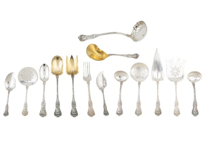 Tiffany "Olympian" Pattern Sterling Silver Flatware Serving Pieces total weight 60.35 troy ozs.