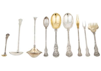 Tiffany "Olympian" Sterling Silver Small Flatware Serving Pieces total weight 12.40 troy ozs.