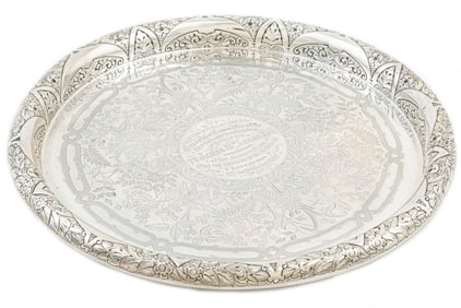 Late Victorian Sterling Silver Presentation Tray weight 47.50 troy.