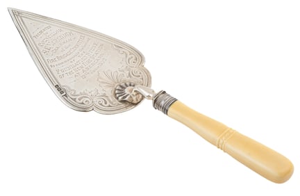 George V Sterling Silver and Molded Ivorine Presentation Trowel