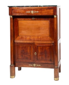 French Empire Bronze Mounted Mixed Woods Secretaire a Abattant