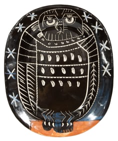Pablo Picasso, Spanish 1881-1973, Hibou Brillant (A.R. 285), white earthenware clay, 15 3/8 in. x 12