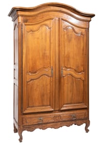 Louis XV Provincial Carved Walnut Armoire h. 104 1/2 in., w. 65 in., d. 24 in.