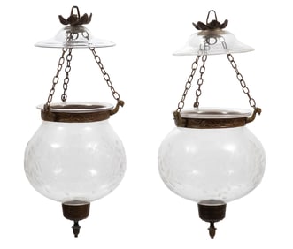 Pair of Regency-Style Hall Lanterns h. 14 in., dia. 7 in.
