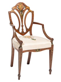 Edwardian Satinwood Side Chair h. 37 1/2 in., w. 20 in., d. 17 1/2 in.
