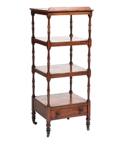 Regency Carved Mahogany Etagere h. 50 1/2 in., w. 19 in., d. 17 in.