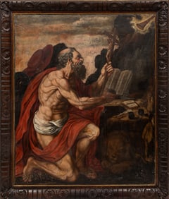After Agostino Carracci, Italian 1557-1602, Saint Jerome, oil on canvas, 52 in. x 42 3/4 in.