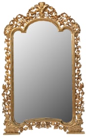 Continental Giltwood Overmantel Mirror h. 91 1/2 in., w. 55 1/2 in., d. 3 in.