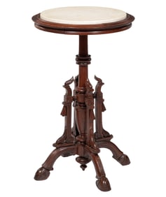 American Renaissance Carved Rosewood Lamp Table h. 30 in., dia. 18 in.