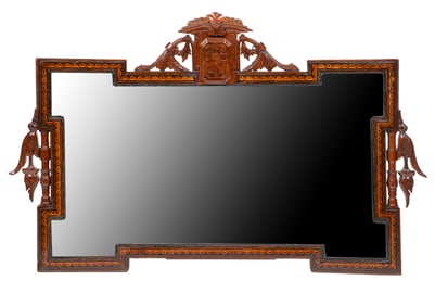 American Renaissance Inlaid Walnut Mirror h. 30 in., w. 48 in.