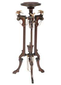 American Aesthetic Gilt Incised and Ebonized Fern Stand h. 37 in.
